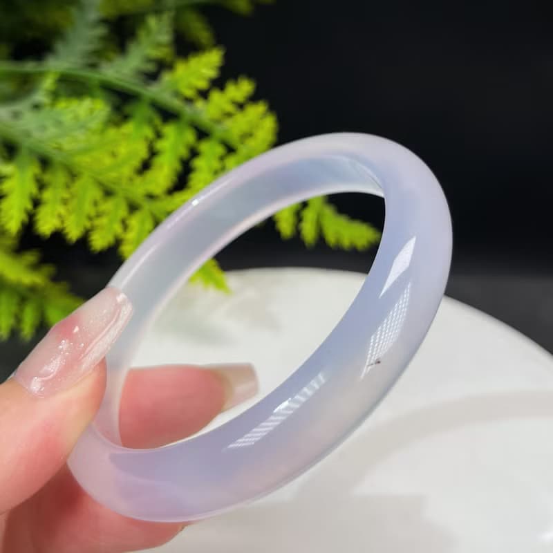 高品質 漸變紫瑪瑙手鐲 58MM 冰透起剛飄草花 玉髓手環 高雅浪漫