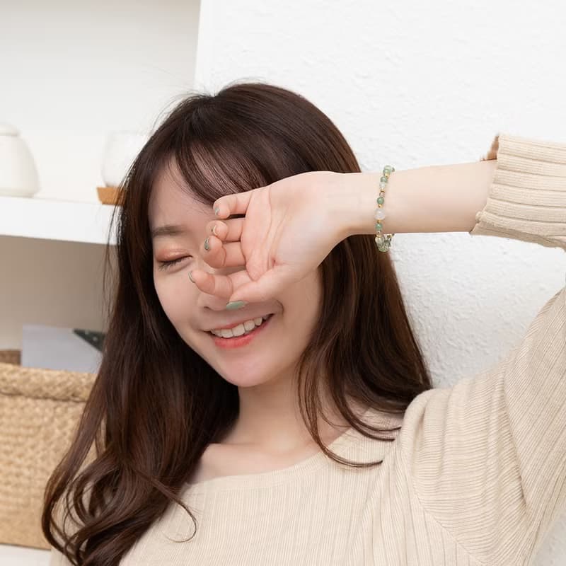 創傷療癒/事業財運│白月光石-葡萄石-東菱玉│黃銅 扣環式 手鍊