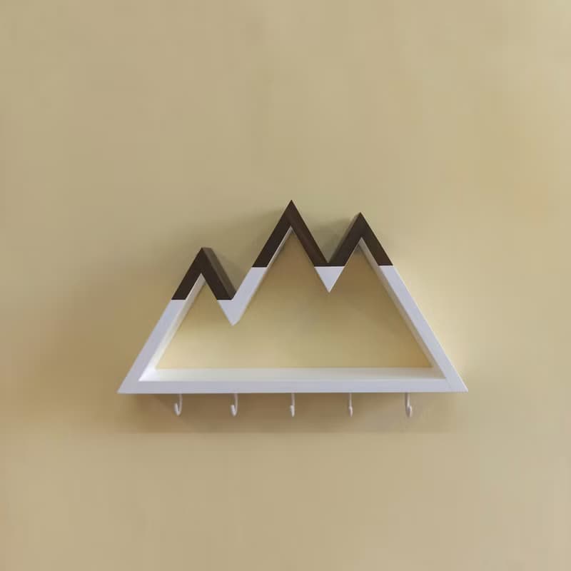 Wall key holder mini shelf in the shape of a mountains