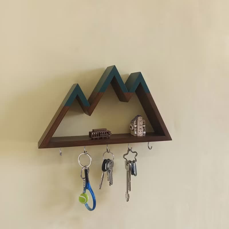 Wall key holder mini shelf in the shape of a mountains