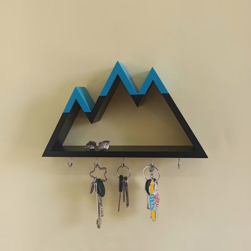 Wall key holder mini shelf in the shape of a mountains