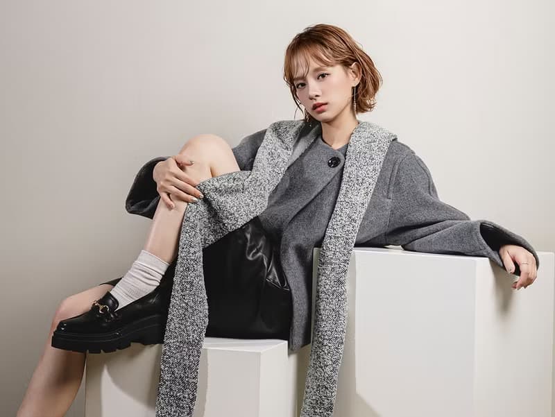 Mist 系列 - 鉛光 * 灰色 雜點 混織毛料 圍巾 連帽圍巾