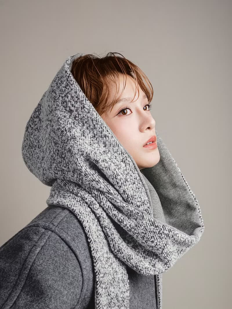 Mist 系列 - 鉛光 * 灰色 雜點 混織毛料 圍巾 連帽圍巾