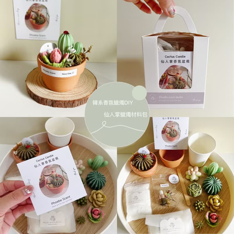 菲比香氛蠟燭-韓系香氛蠟燭DIY-多肉香氛蠟燭盆栽材料包