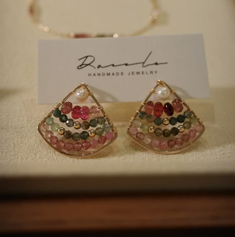 北境森林 彩虹碧璽耳環 14K Gold-Filled