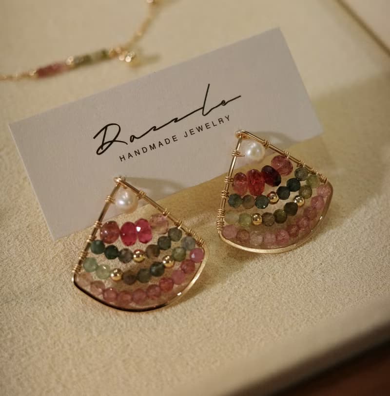北境森林 彩虹碧璽耳環 14K Gold-Filled
