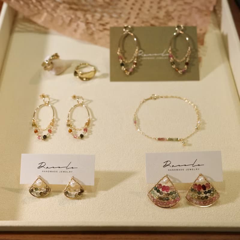 北境森林 彩虹碧璽耳環 14K Gold-Filled
