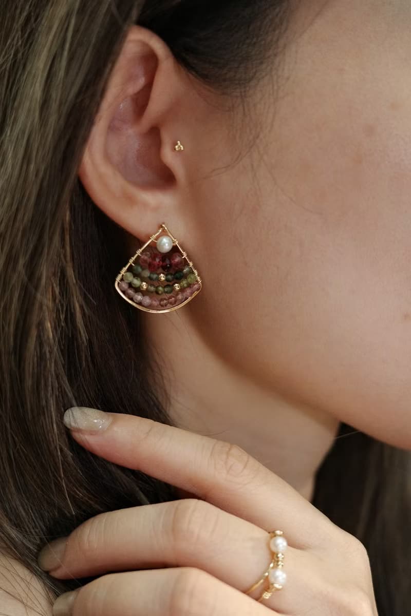 北境森林 彩虹碧璽耳環 14K Gold-Filled