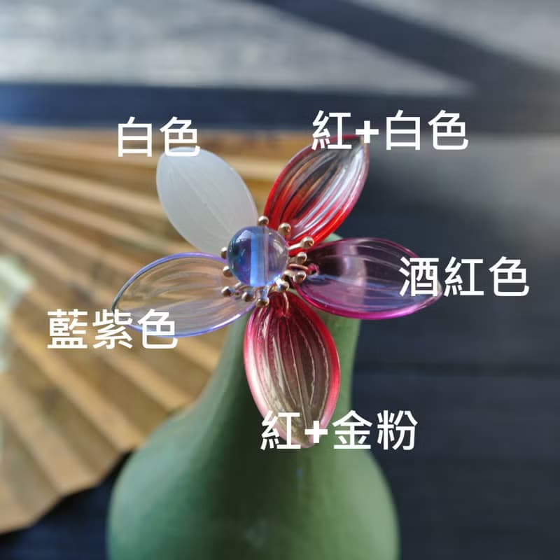 蓮池髮簪(藍紫蓮款)-蓮在右(共5色)