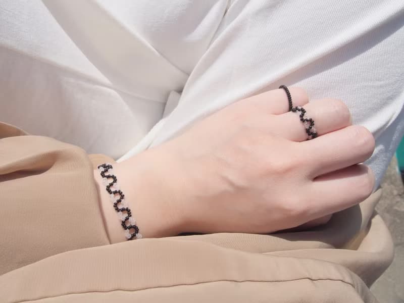 【セット】　ビーズブレスレット　ビーズリング　naminami #3　　マグネット着脱　個性的　透明