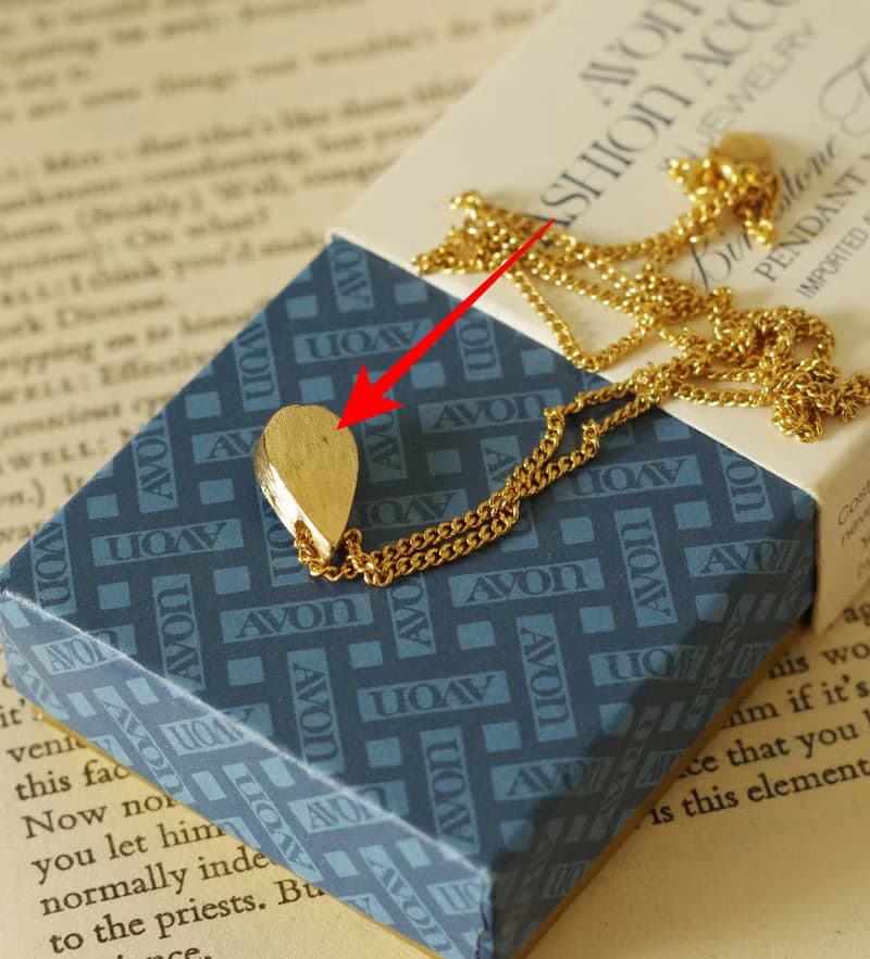 -古董Avon 1976年3月生日石 藍晶水滴項鍊 奧地利萊茵石N422