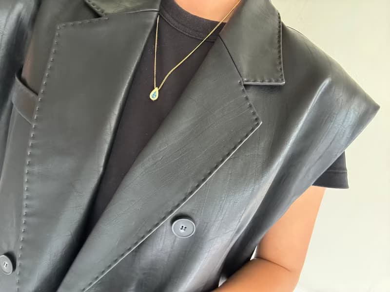 -古董Avon 1976年3月生日石 藍晶水滴項鍊 奧地利萊茵石N422