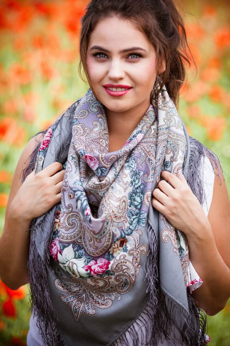 Luxury! Original Pavlovo Posad Russian Shawl 100% Wool Scarf Wrap 1437-1