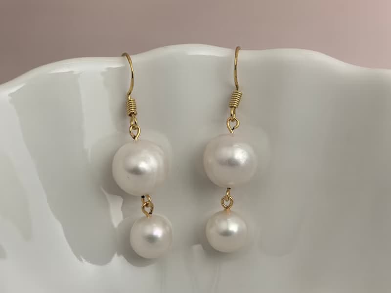 天然淡水珍珠 大珍珠 純銀 靈動 流蘇 耳環