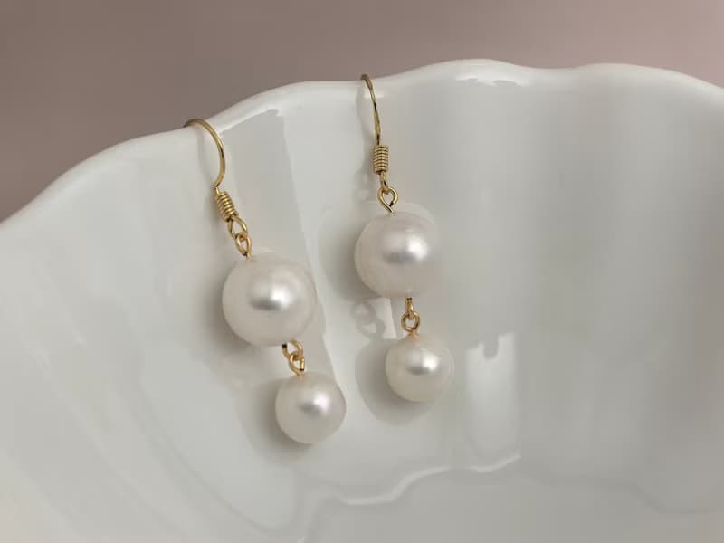 天然淡水珍珠 大珍珠 純銀 靈動 流蘇 耳環