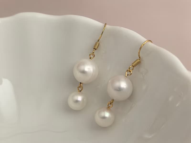 天然淡水珍珠 大珍珠 純銀 靈動 流蘇 耳環