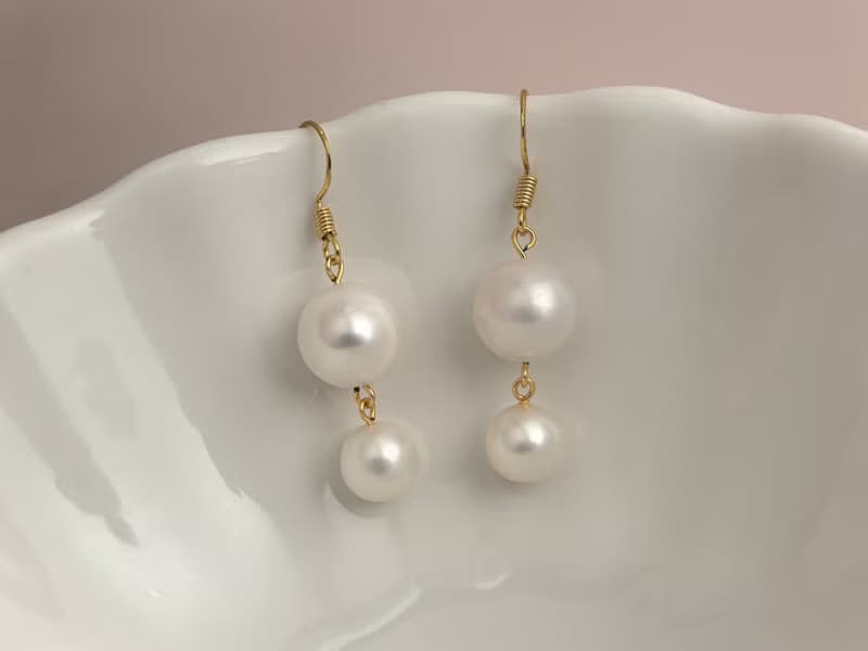 天然淡水珍珠 大珍珠 純銀 靈動 流蘇 耳環