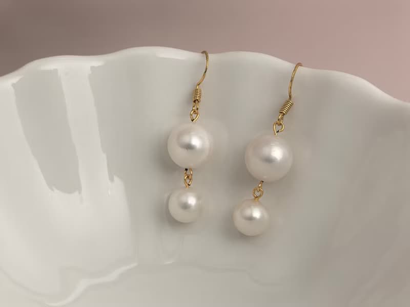 天然淡水珍珠 大珍珠 純銀 靈動 流蘇 耳環