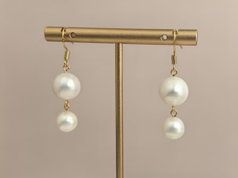 天然淡水珍珠 大珍珠 純銀 靈動 流蘇 耳環