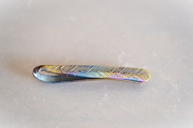 Titanium tie bar・飾り羽の純チタンネクタイピン５３mm