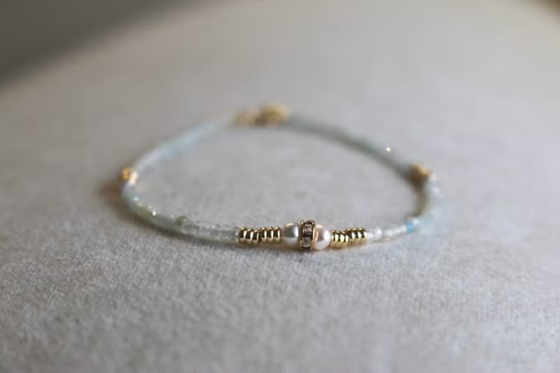 手鍊 天河石 珍珠 海藍寶 天然石 - 秘技 -