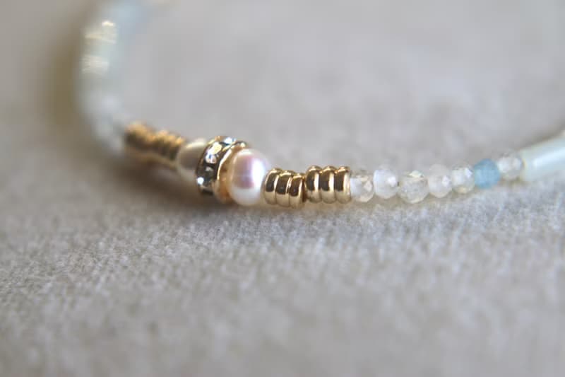 手鍊 天河石 珍珠 海藍寶 天然石 - 秘技 -