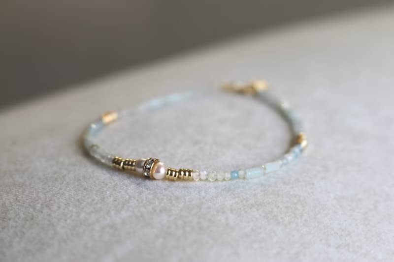 手鍊 天河石 珍珠 海藍寶 天然石 - 秘技 -