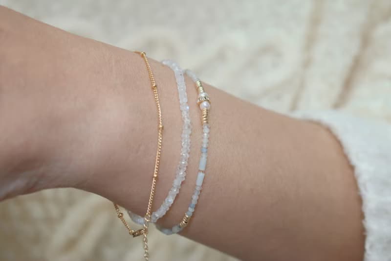 手鍊 天河石 珍珠 海藍寶 天然石 - 秘技 -