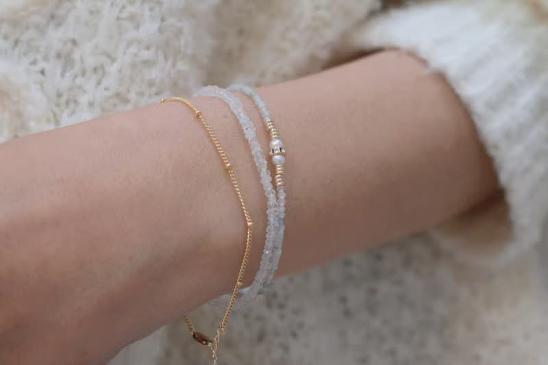 手鍊 天河石 珍珠 海藍寶 天然石 - 秘技 -