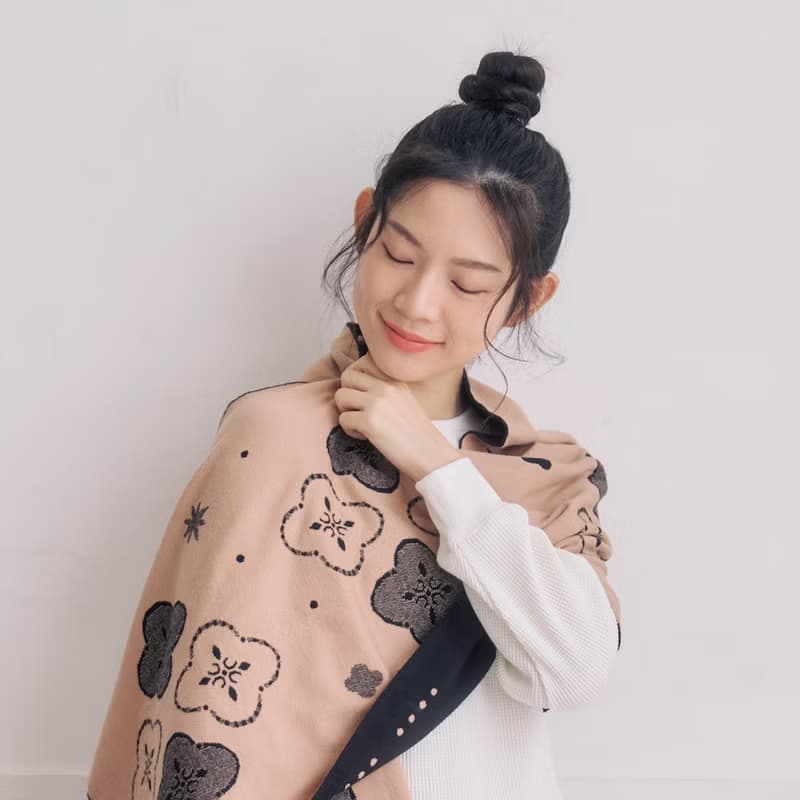 緹花圍巾/玻璃海棠16號/曜石黑
