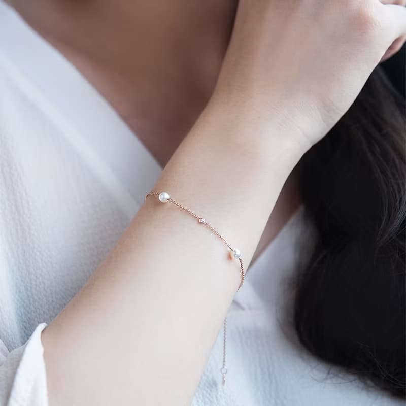 經典款珍珠包鑲手鍊