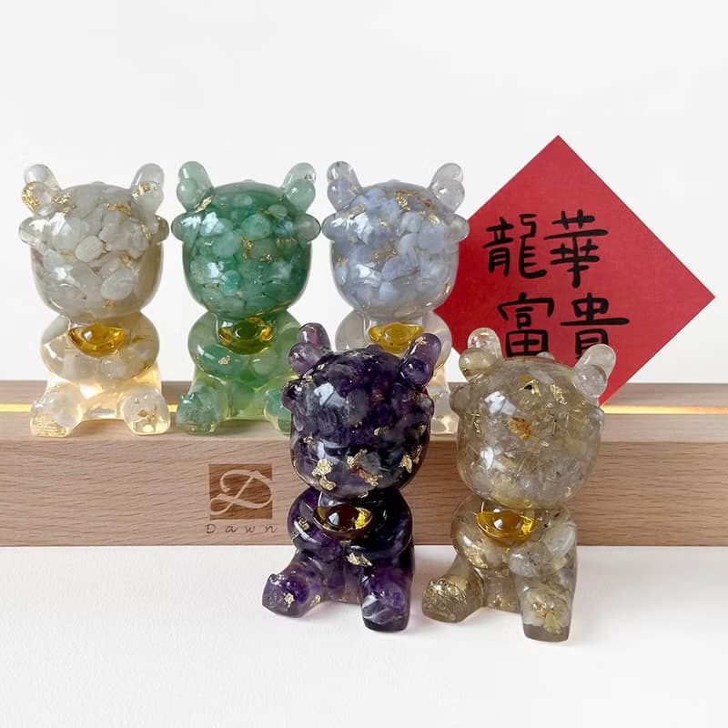 五行水晶龍 | 天然石 手作擺飾 | 聖誕禮物 交換禮物 新年禮物