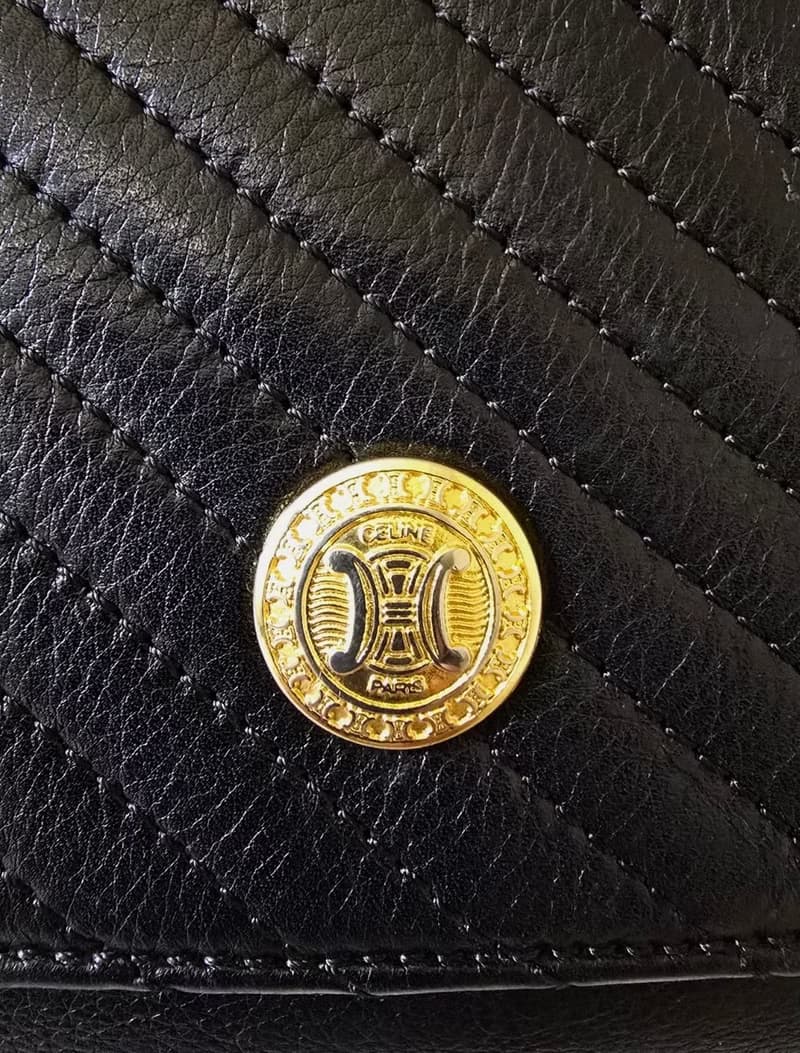 【LA LUNE】中古二手Celine黑色金徽皮革小包斜揹側背孭單肩手袋
