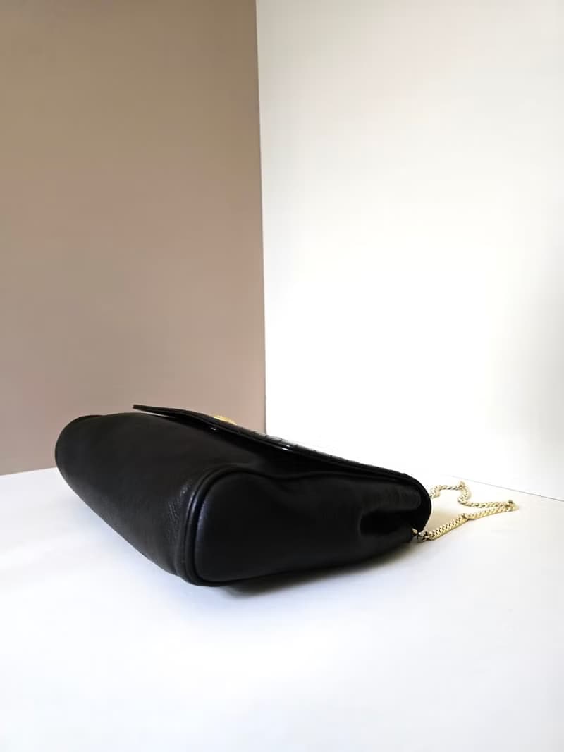 【LA LUNE】中古二手Celine黑色金徽皮革小包斜揹側背孭單肩手袋