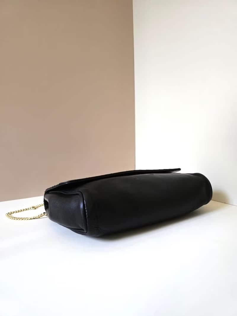 【LA LUNE】中古二手Celine黑色金徽皮革小包斜揹側背孭單肩手袋