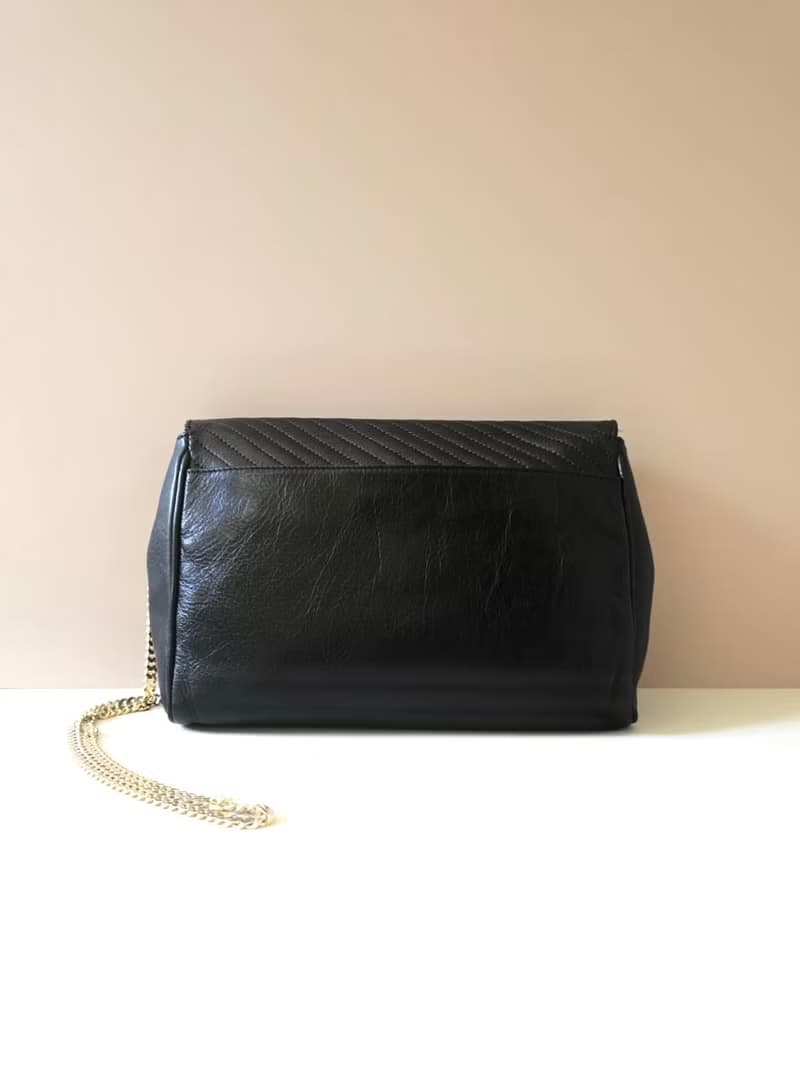 【LA LUNE】中古二手Celine黑色金徽皮革小包斜揹側背孭單肩手袋