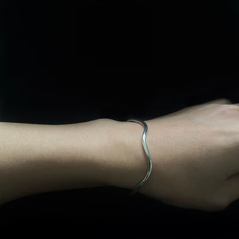 手鐲 925純銀 wave bangle01