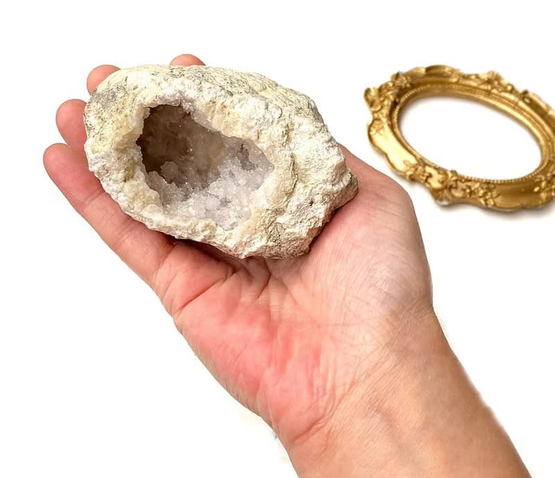 天然原礦瑪瑙招財小白晶洞 白水晶 辦公室 療癒 可消磁晶石飾品