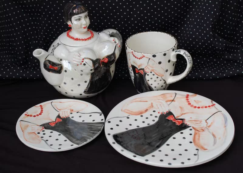 Porcelain Set Tea service Handmade Ceramic Teapot,Coffee tea mug,Saucer,plate