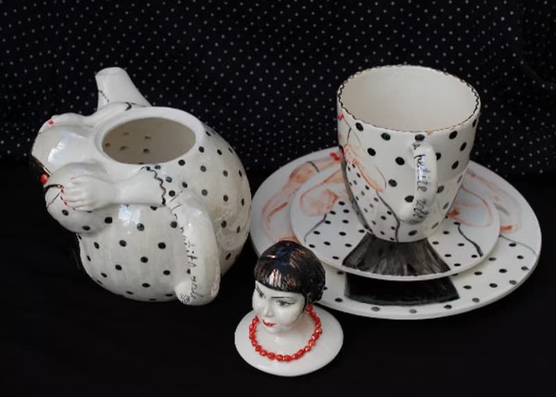Porcelain Set Tea service Handmade Ceramic Teapot,Coffee tea mug,Saucer,plate