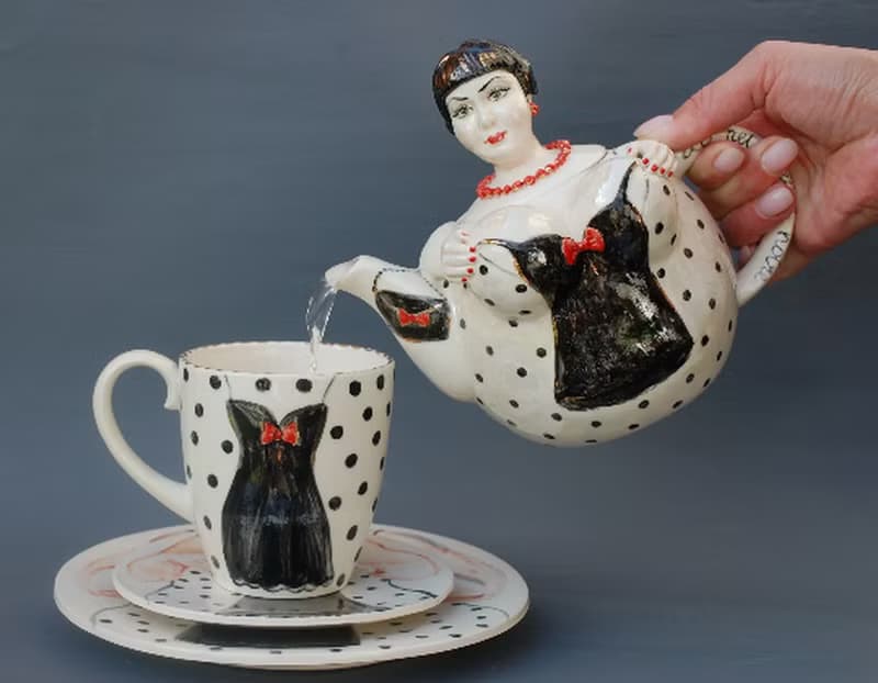 Porcelain Set Tea service Handmade Ceramic Teapot,Coffee tea mug,Saucer,plate