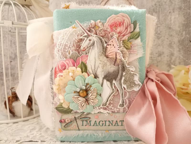 Fairy Unicorn junk journal handmade blank Fantazy rainbow notebook fairytale