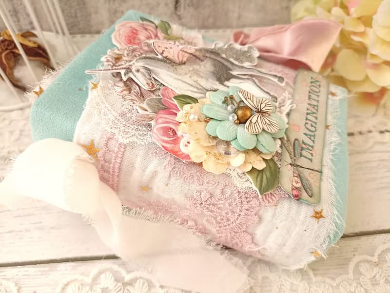 Fairy Unicorn junk journal handmade blank Fantazy rainbow notebook fairytale
