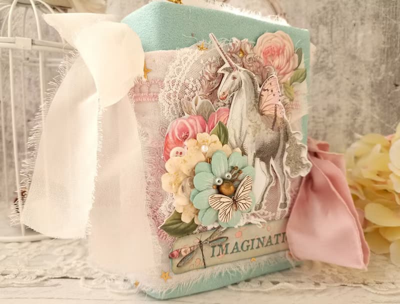 Fairy Unicorn junk journal handmade blank Fantazy rainbow notebook fairytale