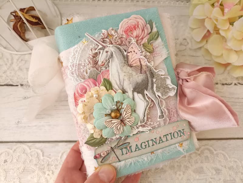 Fairy Unicorn junk journal handmade blank Fantazy rainbow notebook fairytale