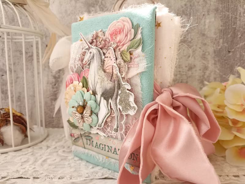 Fairy Unicorn junk journal handmade blank Fantazy rainbow notebook fairytale