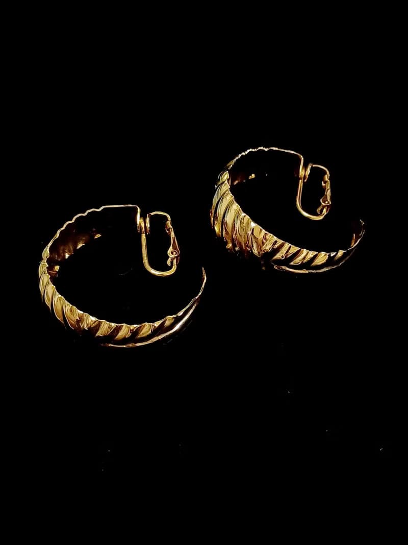 vintage jewelry  古董夾式耳環 金色裙擺