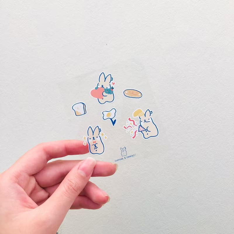 啵尼兔 / 可愛防水日本PET貼紙 / 餅乾朋友