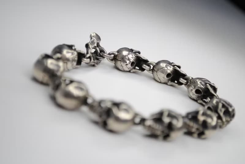元堡製銀/手作銀飾/脊骨系列/手鍊/大骷髏手鍊/十顆骷髏
