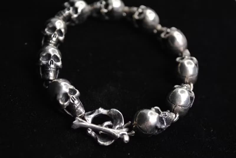 元堡製銀/手作銀飾/脊骨系列/手鍊/大骷髏手鍊/十顆骷髏